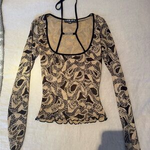 I.AM.GIA Black and Cream Mesh Blouse